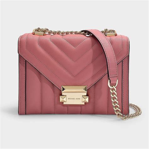 michael kors pink whitney large shoulder bag|Michael Kors quilted tote.